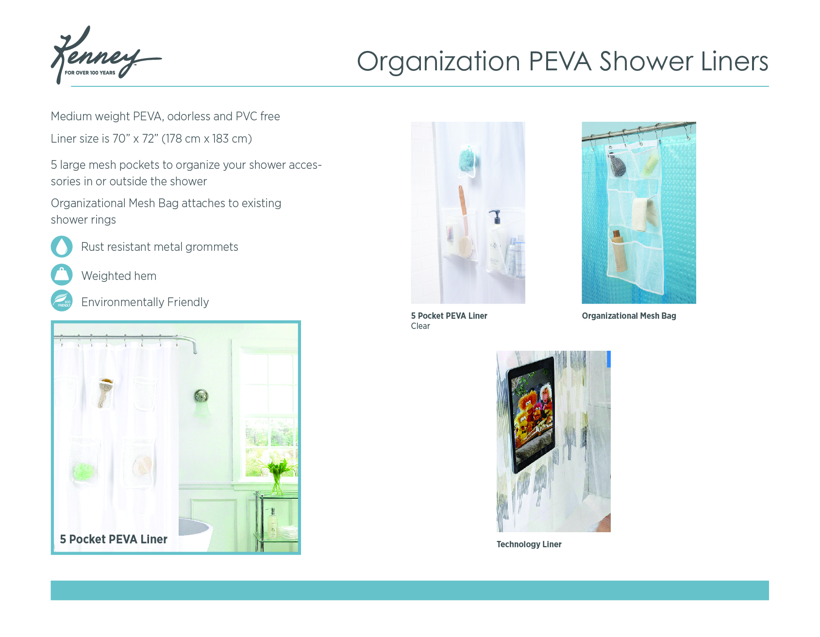 PEVA Shower Liners with Pockets